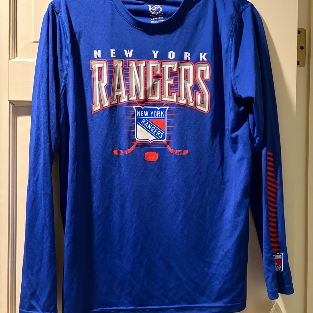 NHL New York Rangers Long Sleeve Shirt, Size Youth L 14/16, New with Tags!